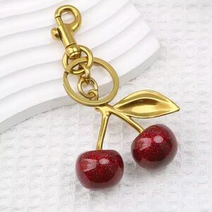 Gold Cherry Keychain Charm